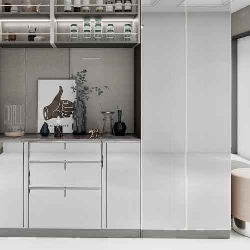 Stainless Steel Contact Paper Peel and Stick Countertop Silver Metallic Refrigerator Wrap Contact Paper DIY Waterproof Wallpaper for Kitchen Backsplash Dishwasher Cabinets 11.8"x80"