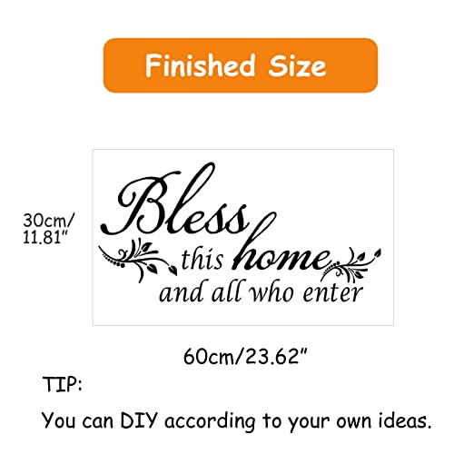 Wall Stickers, Family Letter Quote Water-Proof Home Decor Wall Sticker, Removable Vinyl Decal Art Mural for Living Room Bedroom - Bless This Home