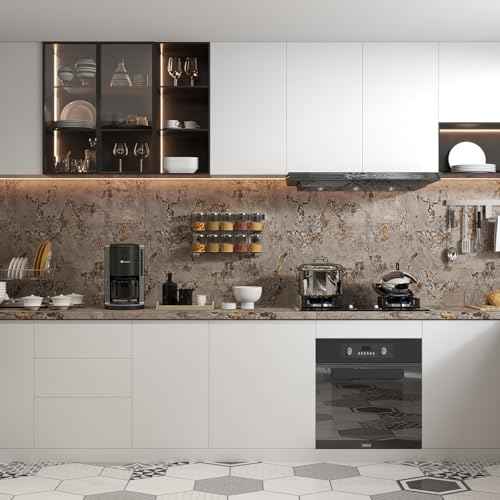 Gray and Gold Marble Fancy Wallpaper 16" x 78.7'' Thicken Granite Peel and Stick Contact Paper Vintage Texture Glossy Self-Adhesive Waterproof Vinyl Removable for Living Room Countertop Kitchen Garage