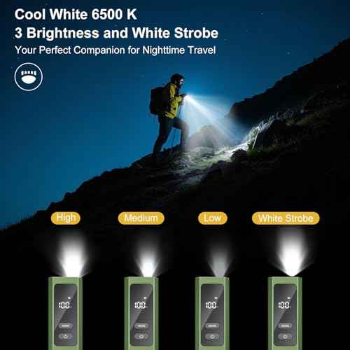 EDC Flat Flashlight High Lumens, Rechargeable Pocket Light with White/Warm LED, UV, Gream Beam, Flash Combo, 4 Bright Modes, Double Magnetic Base, for Outdoors, Emergency, Work, Detection (Green)