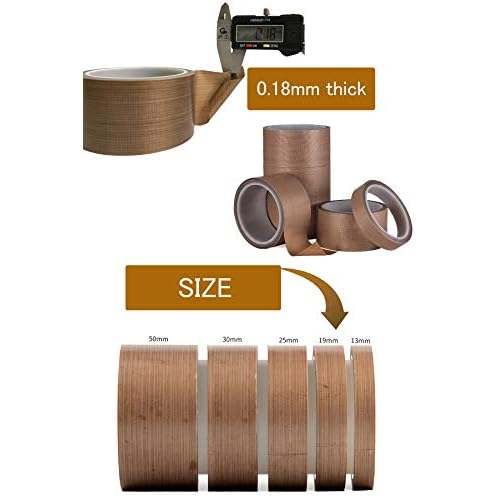 DY.2ten PTFE Coated Fiberglass Telfon Tape, 0.75" x 33 Feet, high Temperature Tape,Welding Sealing Tape,Drying Mechanical Conveyor Belt, Teflon Tape for Vacuum Sealer Machine
