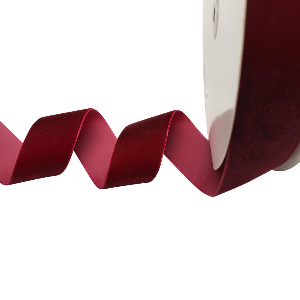 Chenkou Craft Dark Red 25 Yards/roll 1 1/2" Velvet Ribbon Lots Bulk (Dark red, 1 1/2"(40mm))