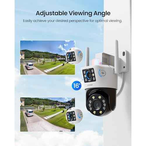 ZOSI C298 4MP Dual-Lens(2MP+2MP) Wired WiFi PT Plug-in Security Camera Outdoor, 360 View Pan/Tilt Camera, Human/Vehicle Detect, Color Night Vision, Spotlight Siren,Two-Way Talk, Memory Card Storage