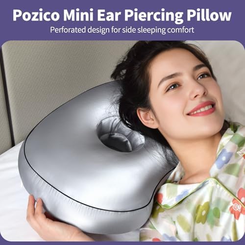 Orthopedic Ear Piercing Pillow for Side Sleepers, Pain Relief Design with Removable Cover and Ear Hole, 12x19 Inch Pierced Ears Support