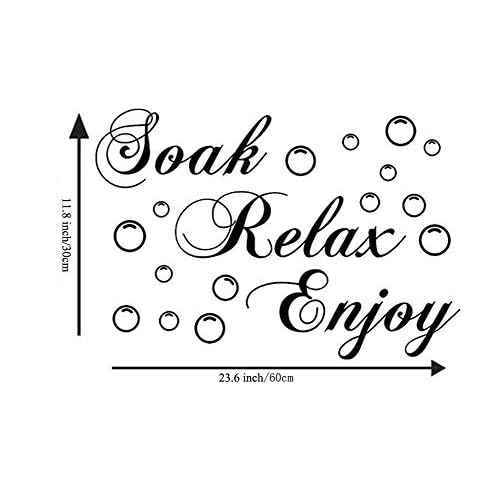 ADECALS Soak Relax Enjoy Wall Decal, Black Vinyl, Typographic Quote Wall Art for Home Bathroom (23.6''x11.8'')