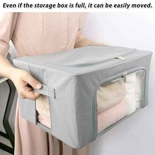 UUBEMM Clothes Storage Bins with Foldable Sturdy Frame,Stackable Storage Box for Closet Shelf Organizers for Seasonal Clothing,Blankets,Towel Bed Sheets,Toys Gift Others (Small -22L x3PACK, Grey)