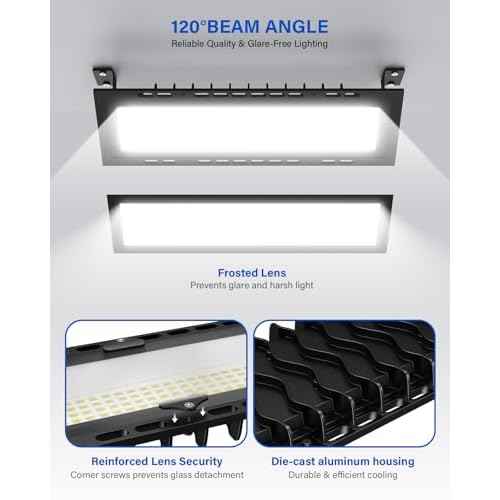 120W High Bay LED Shop Lights with Remote Control, 18000LM 6000K Aluminum Garage Light, LED Work Lights, Plug & Play Lighting for Warehouse, Basement, Workshop, 5' Cable and US Plug, 4 Pack