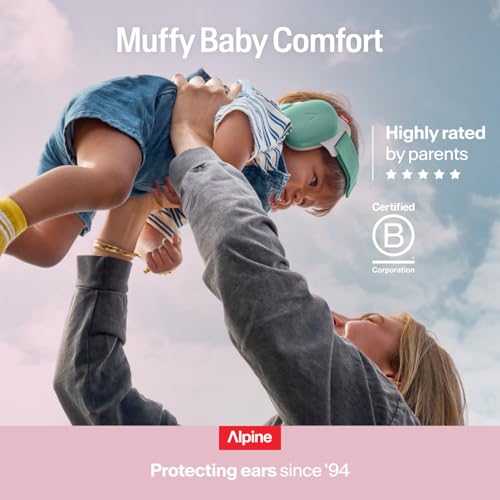 Alpine Muffy Baby Comfort - Protects Hearing for Babies and Toddlers - CE & ANSI Certified - Headband for Safe fit & Comfort - Adjustable for Ages 3-48 Months - 24dB Sound Reduction, Pink