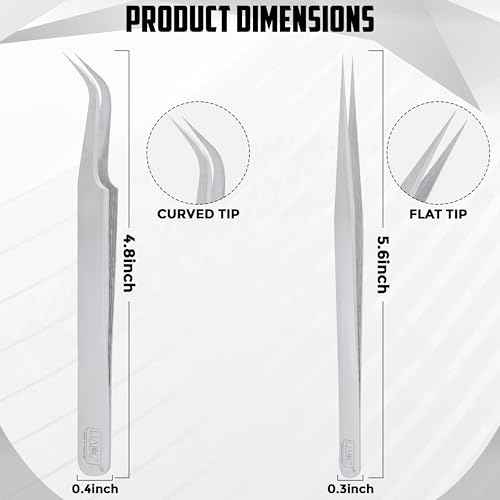 HADIZ Precision Tweezers Stainless Steel Extra Fine Pointed & Curved Tweezer for Craft Hobby Electronics Soldering Experimental Work Jewelry-Making Industrial Tweezer(2 pcs)
