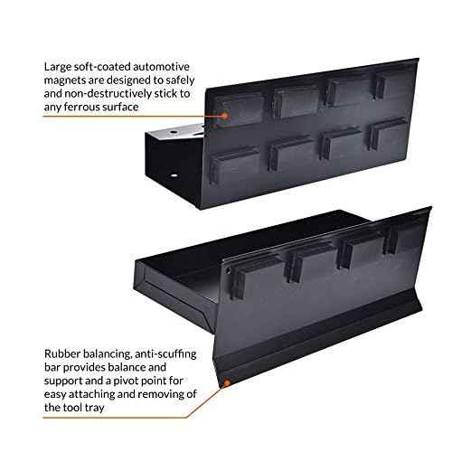 Eisen trayset 4pc Magnetic Toolbox Tray Set, Magnetic Tool Box holder for Cabinet Side Shelf Storage Van Workshop, Tool Trays, Paper Towel Holder and Spray Can Holder, Black