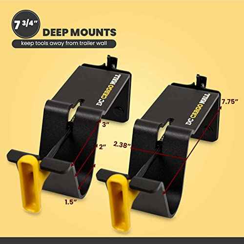 DC Cargo Mall E Track Tool Holder with Locking Handle ? (2 Pack) Heavy Duty Weed Eater, Trimmer & Shovel Rack for Enclosed Trailers