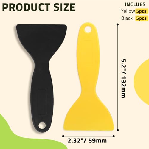 Hordion 10 Pcs Plastic Spatula Scraper Putty Knife, Air Bubble Remover Sticker Installation Tool Flexible Paint Scraper for 3D Printing Resin Removal Spackling Patching Decal Wallpaper
