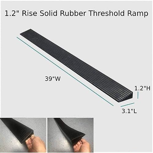 Bilaida 1.2" Rise Solid Rubber Threshold Ramp, 1500 LBS Capacity, 39" Wide Non-Slip Wheelchair Ramp for Doorway Indoor or Outdoor, Bathroom, Garage and Supermarket Entrance, Cuttable (1.2" H, 1)