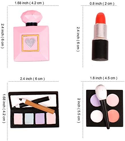 Ercadio 4Pcs Resin Make Up Cake Toppers 3D Cosmetics Lipstick Perfume Bottle Cake Picks for Makeup Birthday Cake Decors Bridal Shower Bachelorette Makeup Party Decorations Supplies