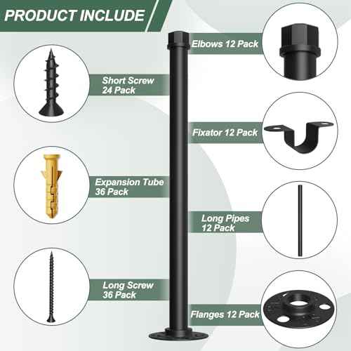 12 Pack Industrial Pipe Shelf Brackets Black 12 Inch Pipe Floating Shelving Bracket Hardware Wall Mount Shelf Bracket Decorative for Home Decor Hanger Farmhouse