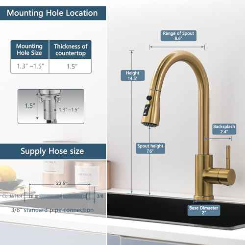 GIMILI Gold Kitchen Faucet with Pull Down Sprayer Single Hole Kitchen Sink Faucet Suitable for Farmhouses RV Laundry Room Outdoor and Campers