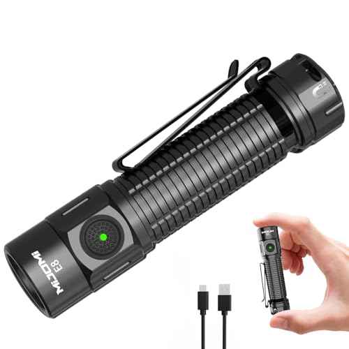E8 Compact Size Rechargeable Flashlight, 2000 Lumen with 6 Modes, Waterproof and Drop Resistant for Family Events, Camping, Outdoors and Emergency