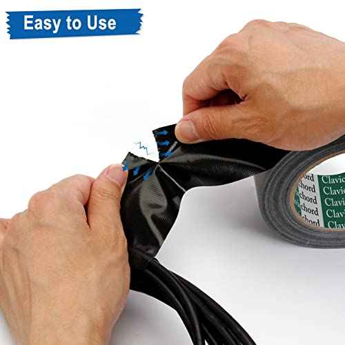 CLAVICHORD Black Duct Tape Heavy Duty - 1.88 in 35 Yds Waterproof No Residue Industrial Grade Strong Adhesive Tear by Hand Duct Tape for Multi Purpose Home Repair,Indoor or Outdoor Use