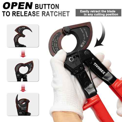 Ratchet Cable Cutter - Heavy Duty Aluminum Copper Ratchet Wire Cutter for Cutting Electrical Wire up to 240mm©÷/600MCM Cutter Pliers