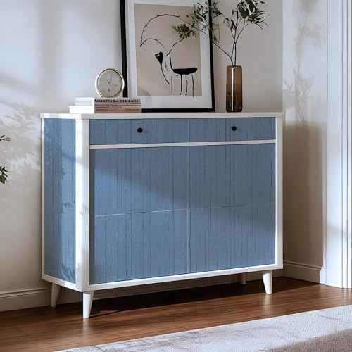 Grasscloth Peel and Stick Wallpaper Grey Blue 15.74" X 118.11" Fabric Textured Self-Adhesive Contact Paper Removable Vinyl Wall Paper Grass Cloth Linen Wallpapers for Bathroom Bedroom Cabinets Desk