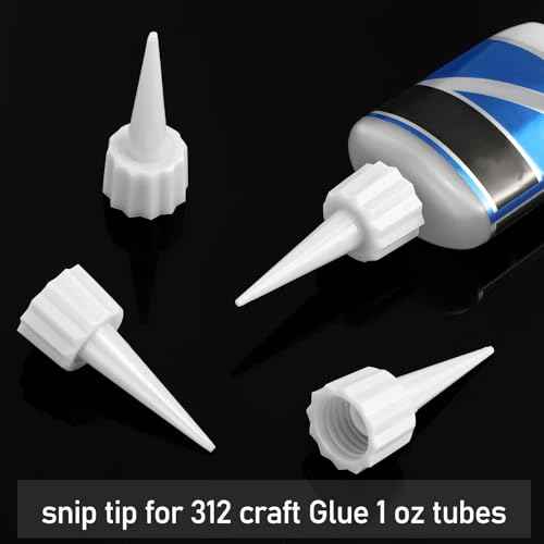 Loopeer 24 Pcs 312 Extra Tips for Ca Glue Snip Tip Applicator Tips Cap Plastic Glue Micro-Tips Extender Precision Applicator for Ca Bottle Adhesive Tubes Dispensing DIY Crafts(White)