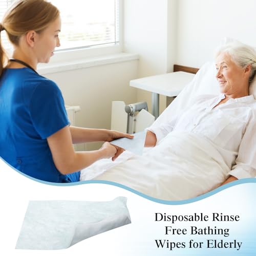 200 Pcs Rinse Free Bathing Wipes Bulk Sponges Bath Wipes All in 1 Shower Rinse Free Bath Sponges Wash Cloths for Campers, Hikers, Adults, Elderly