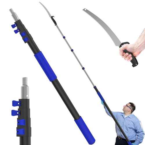26FT Reach Pole Saws for Tree Trimming, Manual Pruning Pole Saw with 5-20FT Telescoping Extension Pole, Tree Pruner Tree Trimmer with 19" 3X Detachable Saw for Yard Garden Trees Palms Shrubs