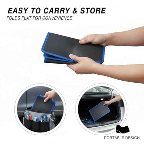 Magnetic Tool Mat, Magnetic Mat with PVC Layer, 14.71" x 9.44" Heavy Duty Magnetic Tool Holder, Non-Slip Parts Organizer for Garage Workshop Auto Repair