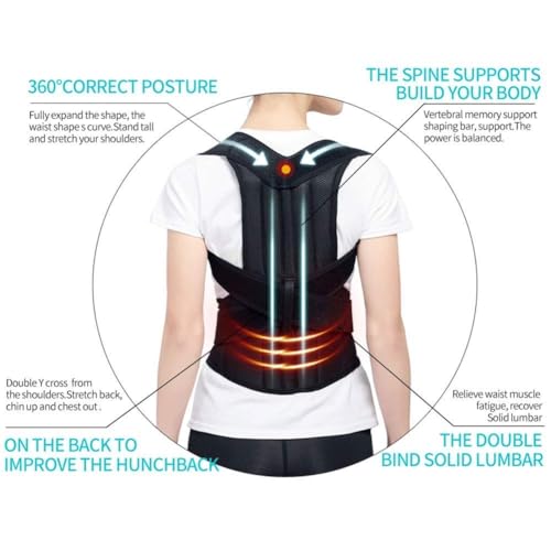 XS-5XL Plus Size Posture Corrector Back Brace Upper And Lower Back Support Women Men Shoulder Straightener Student Teenagers Scoliosis Hunchback Correction Posture Trainer ( Color : Black , Size : 5X-