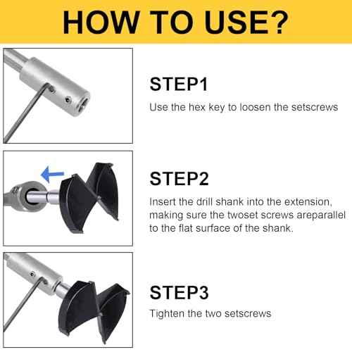 Litoexpe 7 Inch Extra Long Forstner Bit Extension for Adding Over 5-5/8 Inches of Drilling Depth to Your 3/8 Inches Round or Hex Shafts Forstner Bit for Wood Turners, Furniture and Construction