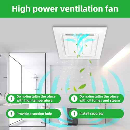 12" Exhaust Fan with Light,144 CFM Silent Exhaust Fan with 6500K 12W LED Light,Bathroom Ventilation Fan with Lights for Bathroom, Office, Hotel