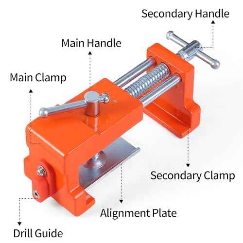2 Pack Cabinet Clamps with Protective Case & Drill Bit - Heavy Duty Face Frame Clamps for Woodworking, Cabinetry, DIY - Orange Alignment Claw Clamp (Includes Extended Drill Bit)