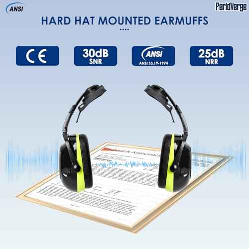 Hard Hat Ear Muffs, Earmuffs for Noise Reduction for Hard Hat Accessories, Construction Ear Protection for Adults