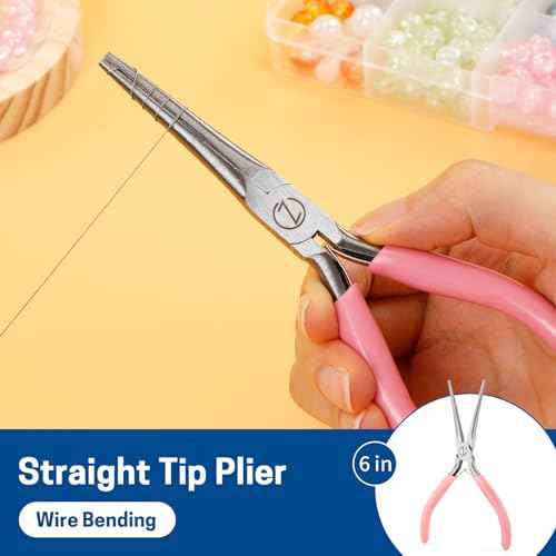 VISEMAN 6" Mini Needle Nose Pliers with Comfort Grip Handles, 2PCS Long Nose Pliers Set for Handmade Craft, Pink