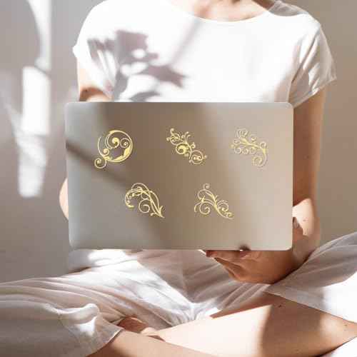 OLYCRAFT 9pcs 1.6x1.6 inch Golden Metal Stickers Damask Metal Stickers Self Adhesive Flourishes Stickers Golden Epoxy Stickers Pyramid Sticker for DIY Scrapbooks Epoxy Resin Phone Decoration