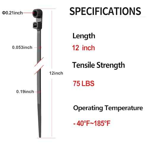 1000 PCS 12 inch Black Zip Ties with Screw Hole 70lbs Mountable head Cable Ties Straps Multipurpose Heavy Duty Nylon Cable Zip Ties with Screw Mounting Hole