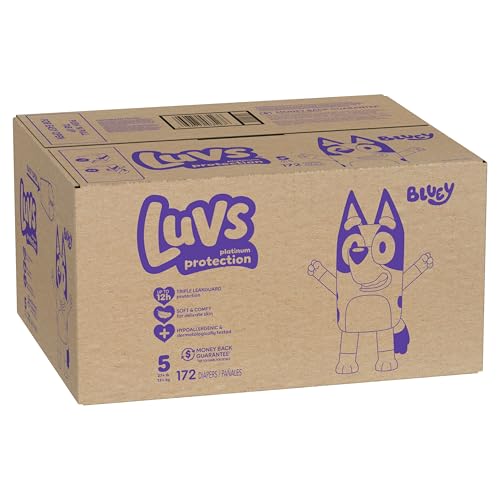 Luvs Diapers - Size 5, 172 Count, Bluey Platinum Protection Baby Diaper