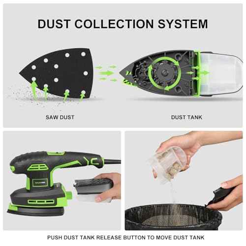 GALAX PRO 250W 2-in-1 Sheet Sanders/Detail Sanders, 6000-12000 RPM 6 Variable Speed Multi-Function Sander with Dust Box, Electric Sander for Sanding Metal and Polishing Wood, Includes 12 Sandpaper