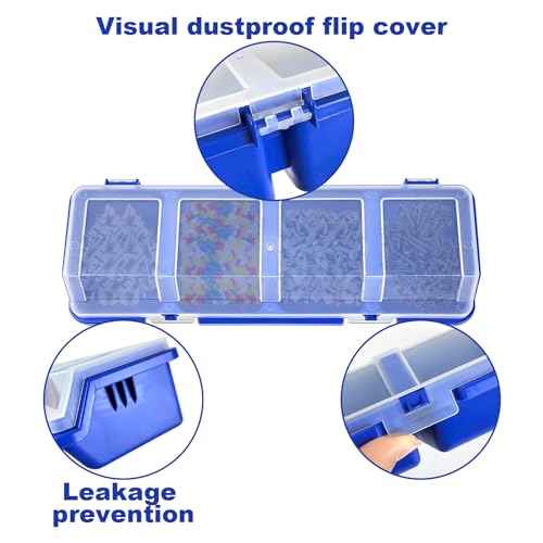 6Pcs Screw Organizers Storage Bins with Lids, Plastic Stackable Hardware Organizer Box for Garage Nails Craft Tool Organizing, Tool Cart Cabinet Workbench Drawers with Compartment Bolt Organizer, Blue