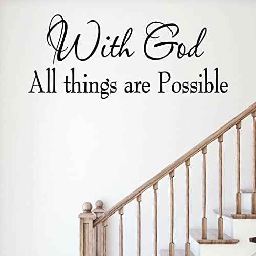 with God All Things are Possible Faith Wall Decals Religious Quotes Family Scripture Home D?cor Christian Vinyl Wall Art