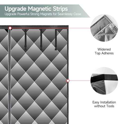 Garage Door Screen for Winter, Sunmoxia 9 * 7Ft Magnetic Thermal Insulated Door Curtain, Upgraded Oxford Cloth Filled with Thicken Polyester Fiberfill, Windproof Insulation Cover Blanket (Grey)