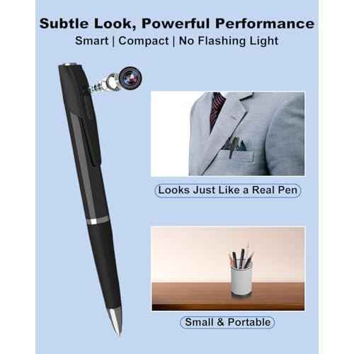 Hidden Camera, Spy Pen Camera with 64GB TF Card, 1080P HD Portable Body Cam with Video or Picture Taking, Loop Storage, Small Camera Pen for Business, Offices, Outdoor