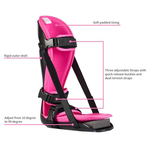 Plantar Fasciitis Night Splint, Adjustable Foot Brace for Pain Relief, Achilles Tendonitis Night Splint Women(Black Shell and Pink lining S)