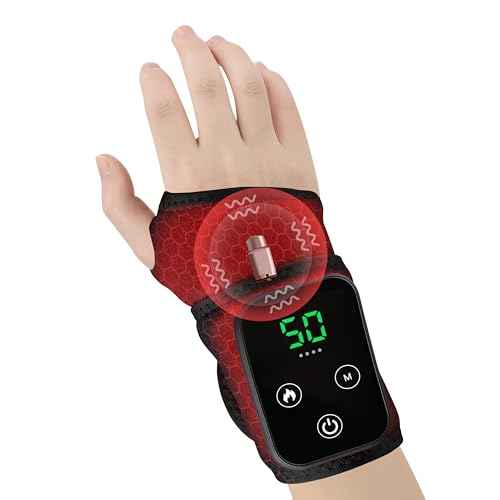 Cordless Wrist Heating Pad for Pain Relief - 5 Heat Levels & Vibration, 3000mAh Rechargeable Battery, 30min Auto-Off, Adjustable Velcro Wrap for Arthritis, Carpal Tunnel, Tendonitis - Left/Right Hand