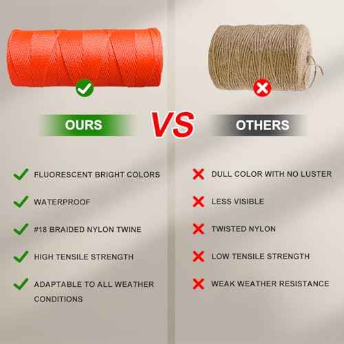Mason Line String Line,300 Ft Length Nylon Twine,18 Braided Nylon String for Gardening Or Masonry Tools,Twine String for Gardening,Pink
