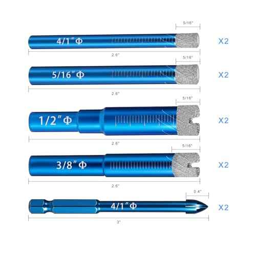 Diamond Drill Bits Set 8PC and 2PC 4-Edge Cross Drill for Versatile Ceramic Drill bit Granite, Hard Tiles Marble, Masonry, Concrete, Glass, Dry Precise Drilling