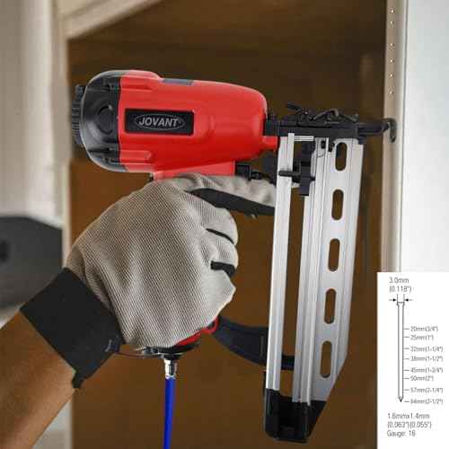 Pnumatic Finish Nailer,16Gauge nail Gun Acepts 3/4 Inch up to 2-1/2 Inch finish Nails.Brad Nailer Gun Can Hit Hardwood Ideal for Upholstery, Woodworking Door (Include portable bag)