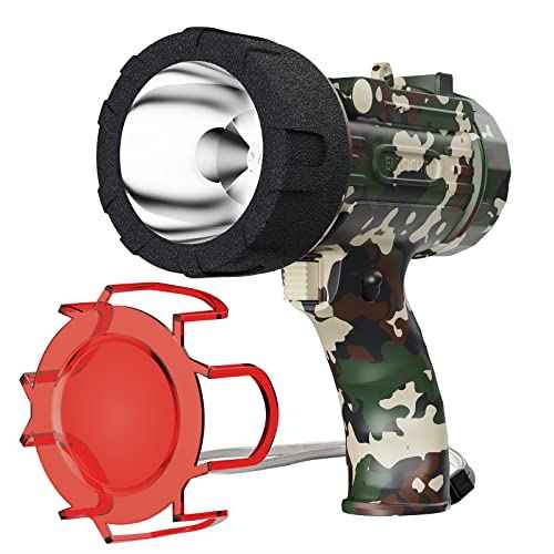 BUYSIGHT Rechargeable Spotlight Flashlight, High Lumen Hand held Spotlight Waterproof Flashlight Hunting Lamp with red Filter£¨ Camouflage Green Mini