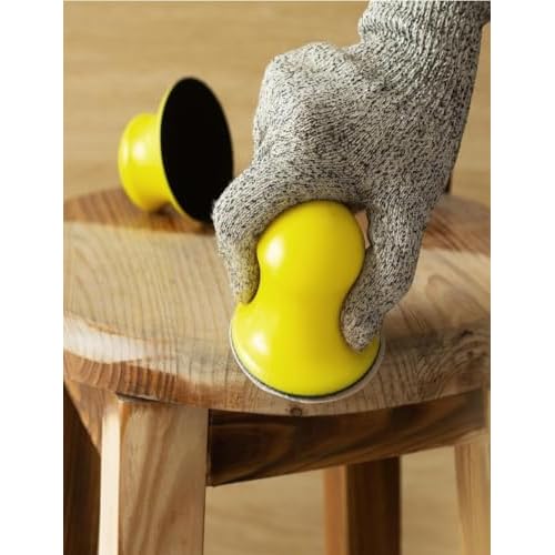 2Pack 3inch Round Hand Sanding Blocks,Hook and Loop Sanding Block,Round Detail Sanding Disc for Wood Furniture Restoration Home Arts and Crafts(Yellow)