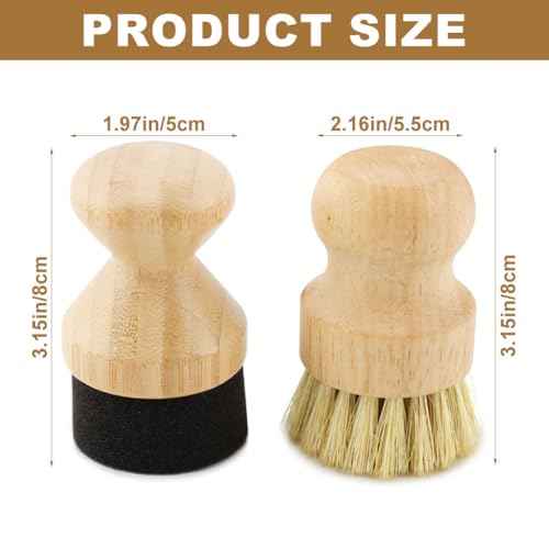 Cutting Board Oil Wax Applicator and Scrub Brush Set- Natural Bamboo with Sisal Fiber and Sponge for Mineral Oil Board, Wooden Worktops, Butcher Blocks, Utensil Care(as Shown,Size:2pcs)